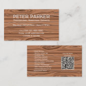 Rustic Professional Contractor Card with QR Code 名刺 (正面/裏面)