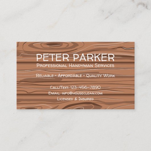 Rustic Professional Contractor Card with QR Code 名刺 (正面)