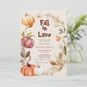  Rustic Pumpkin Fall In Love Couple Shower  招待状 (スタンド正面)