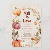  Rustic Pumpkin Fall In Love Couple Shower  招待状 (正面/裏面)