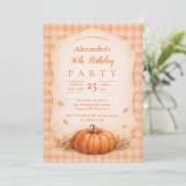 Rustic Pumpkin Floral 90th Birthday 招待状 (スタンド正面)