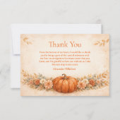 Rustic Pumpkin Floral Fall Graduation サンキューカード (正面)