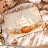 Rustic Pumpkin Floral Fall Graduation 出欠カード