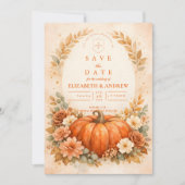 Rustic Pumpkin Floral Fall Wedding セーブザデート (正面)