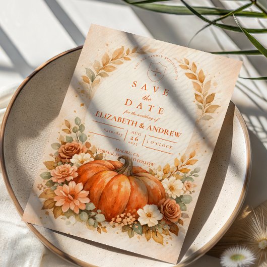 Rustic Pumpkin Floral Fall Wedding セーブザデート