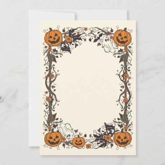 Rustic Pumpkin & Ghost Spooky Fall Halloween Party 招待状 (裏面)