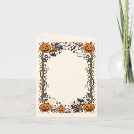 Rustic Pumpkin & Ghost Spooky Fall Halloween Party 招待状 (裏面)