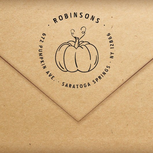 Rustic Pumpkin Halloween Fall Return Address ラバースタンプ
