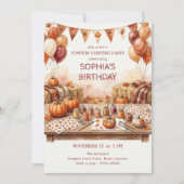 Rustic Pumpkin Painting Party 秋の誕生日 招待状 (正面)