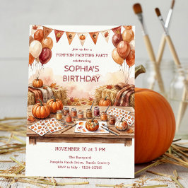 Rustic Pumpkin Painting Party 秋の誕生日 招待状
