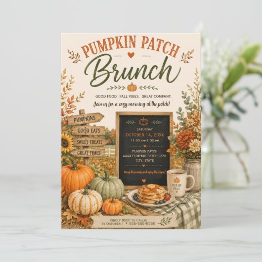 Rustic Pumpkin Patch Fall Autumn Party 招待状 (スタンド正面)