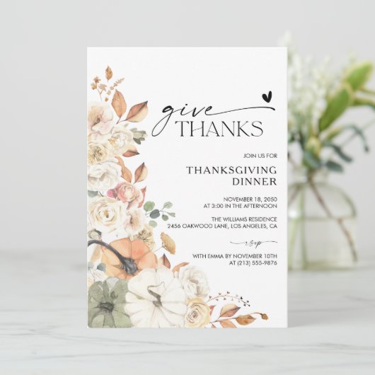 Rustic Pumpkin Thanksgiving Dinner Invitation セーブザデート (スタンド正面)