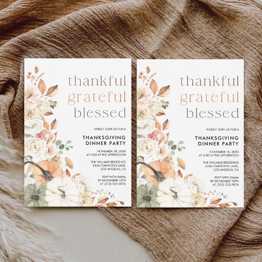 Rustic Pumpkin Thanksgiving Dinner Invitation セーブザデート