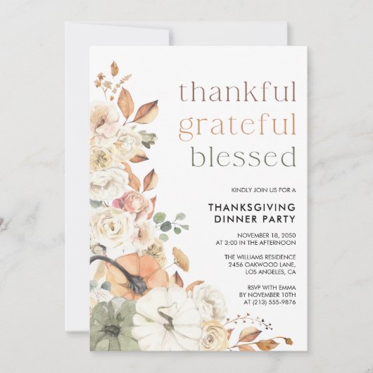 Rustic Pumpkin Thanksgiving Dinner Invitation セーブザデート (正面)