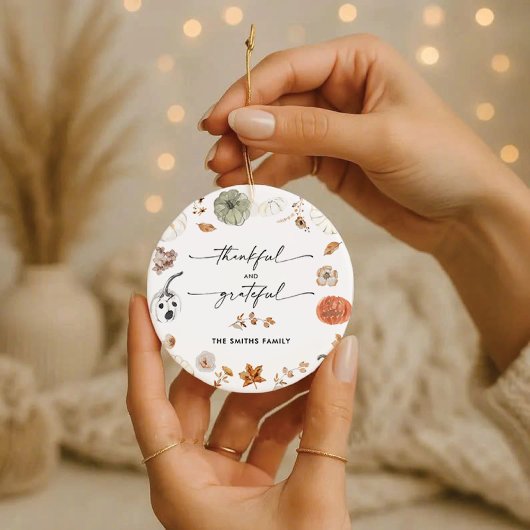 Rustic Pumpkins Thanksgiving Dinner Ornament セラミックオーナメント