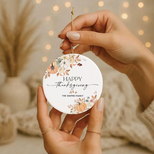 Rustic Pumpkins Thanksgiving Dinner Ornament セラミックオーナメント