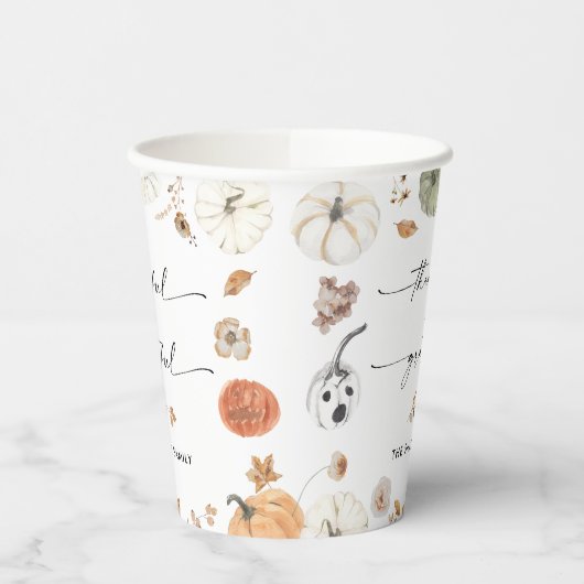 Rustic Pumpkins Thanksgiving Dinner Paper cup 紙コップ (左)