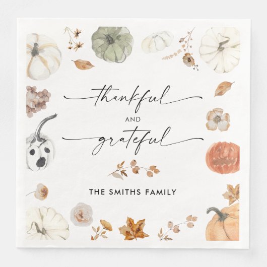 Rustic Pumpkins Thanksgiving Dinner Paper Napkin (正面)