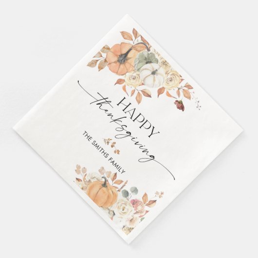 Rustic Pumpkins Thanksgiving Dinner Paper Napkin (コーナー)