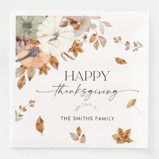 Rustic Pumpkins Thanksgiving Dinner Paper Napkin (正面)