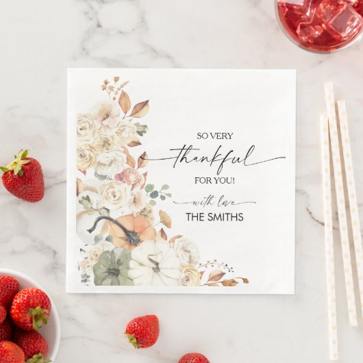 Rustic Pumpkins Thanksgiving Dinner Paper Napkin (インサイチュ)