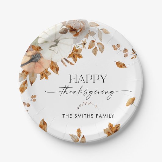 Rustic Pumpkins Thanksgiving Dinner Paper Plate  ペーパープレート (正面)