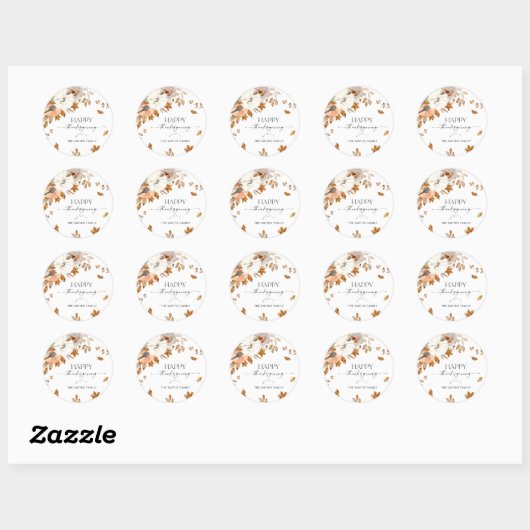 Rustic Pumpkins Thanksgiving Dinner Sticker ラウンドシール (シート)