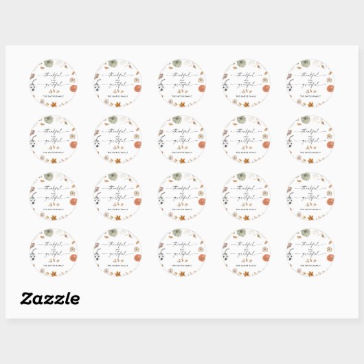 Rustic Pumpkins Thanksgiving Dinner Sticker ラウンドシール (シート)