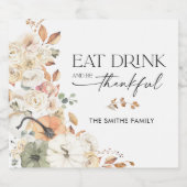 Rustic Pumpkins Thanksgiving Dinner Wine Label スパークリングワインラベル (シングルラベル)