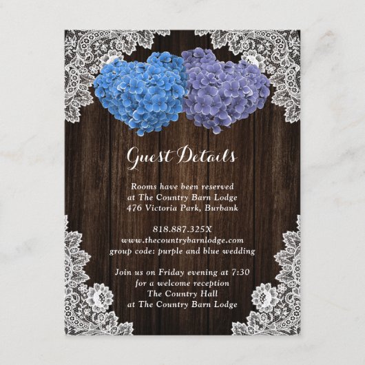 Rustic Purple and Blue Floral Enclosure Card エンクロージャーカード (正面)