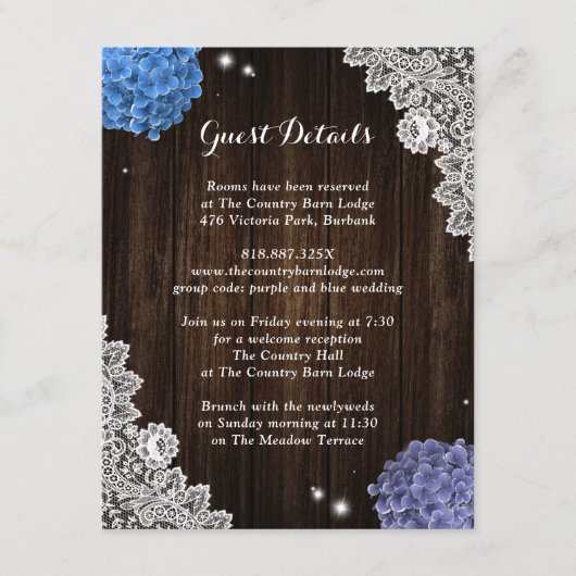 Rustic Purple and Blue Floral Enclosure Card エンクロージャーカード (正面)