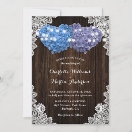 Rustic Purple and Blue Floral Wedding Invitation 招待状