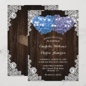 Rustic Purple and Blue Floral Wedding Invitation 招待状 (正面/裏面)