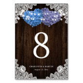 Rustic Purple and Blue Wood Lace Floral テーブルナンバー (裏面)