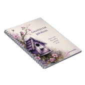 Rustic Purple Birdhouse 感謝ジャーナル | ノートブック (右側)