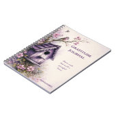 Rustic Purple Birdhouse 感謝ジャーナル | ノートブック (左側)