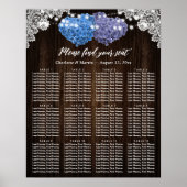 Rustic Purple Blue Floral Wedding Seating Chart 12 ポスター (正面)