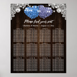 Rustic Purple Blue Floral Wedding Seating Chart 12 ポスター