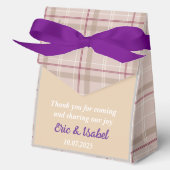 Rustic purple checkered favor boxes  フェイバーボックス (正面)