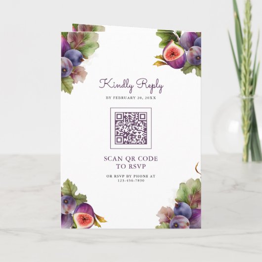 Rustic Purple Fig All in One QR Code Wedding 招待状 (裏面)