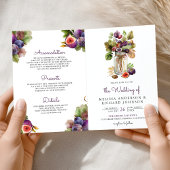 Rustic Purple Fig All in One QR Code Wedding 招待状