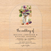 Rustic Purple Fig Mason Jar Wedding アクリル招待状 (正面)