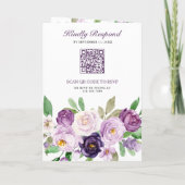 Rustic Purple Floral All in One QR Code Wedding 招待状 (裏面)