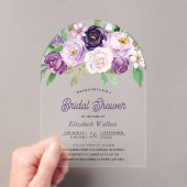 Rustic Purple Floral Bridal Shower アクリル招待状 (インサイチュ (ポータブル))