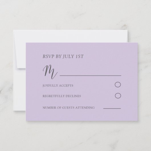 Rustic Purple Floral Watercolor Wedding RSVP (裏面)