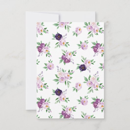 Rustic Purple Floral Wedding 出欠カード (裏面)