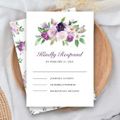 Rustic Purple Floral Wedding 出欠カード