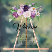 Rustic Purple Floral Wedding Welcome アクリルサイン (ニュートラル)