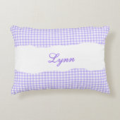 Rustic Purple Gingham Personalized Name アクセントクッション (正面)