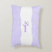 Rustic Purple Gingham Personalized Name アクセントクッション (裏面(縦))
